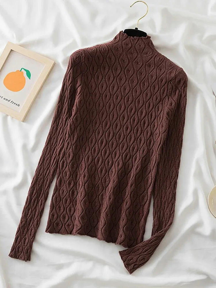 High neck  Knitted Sweater Jumper