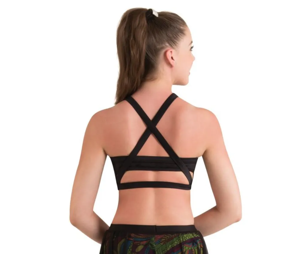 High Neck Mesh Yoke Crop Top