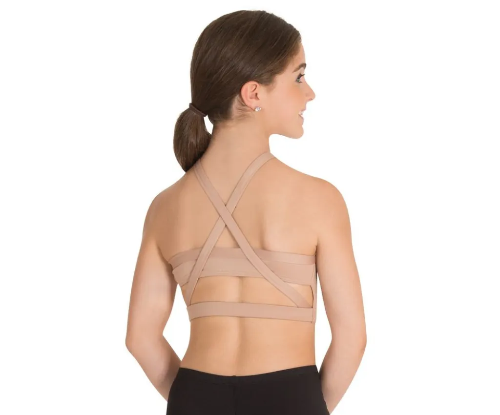 High Neck Mesh Yoke Crop Top