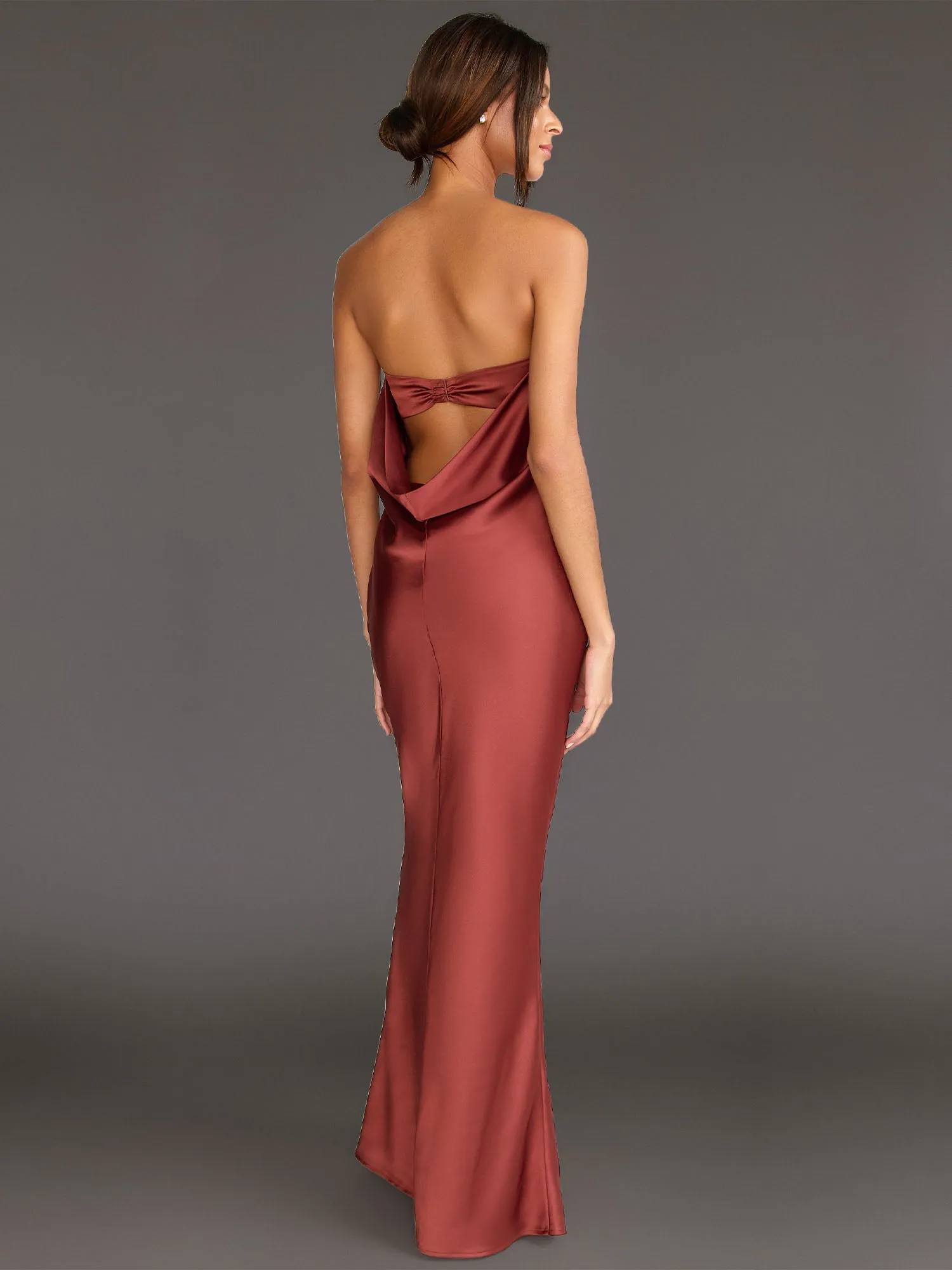 Infinite Strapless Open Back Satin Maxi Dress - Sugarlips