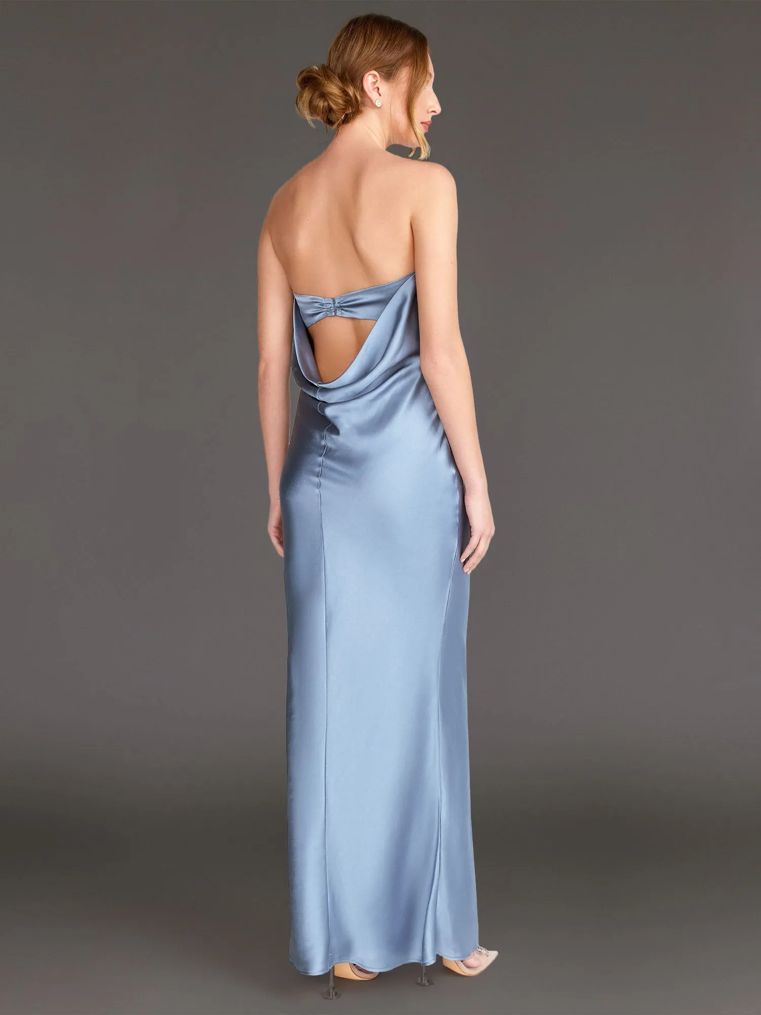 Infinite Strapless Open Back Satin Maxi Dress - Sugarlips