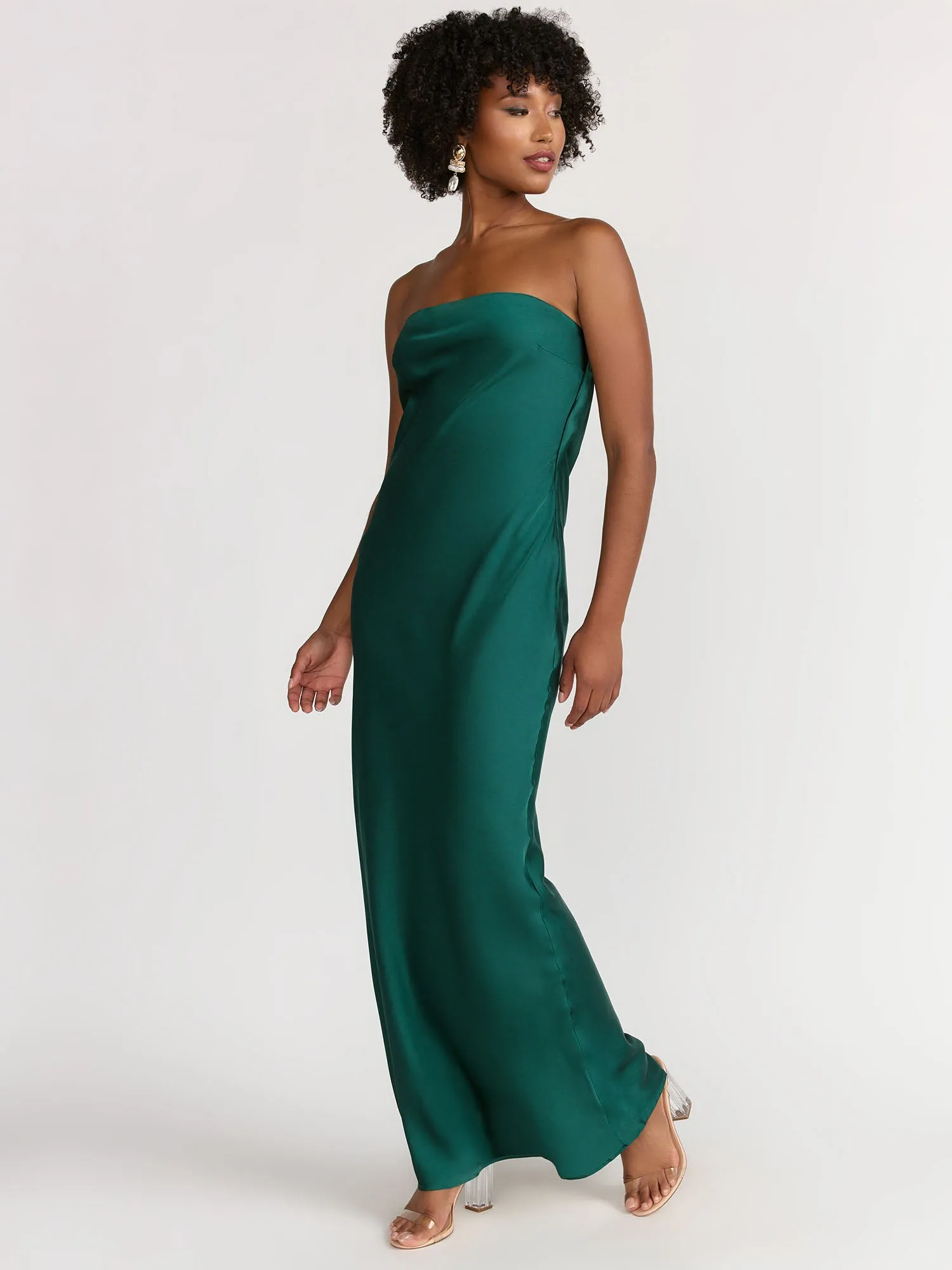 Infinite Strapless Open Back Satin Maxi Dress - Sugarlips