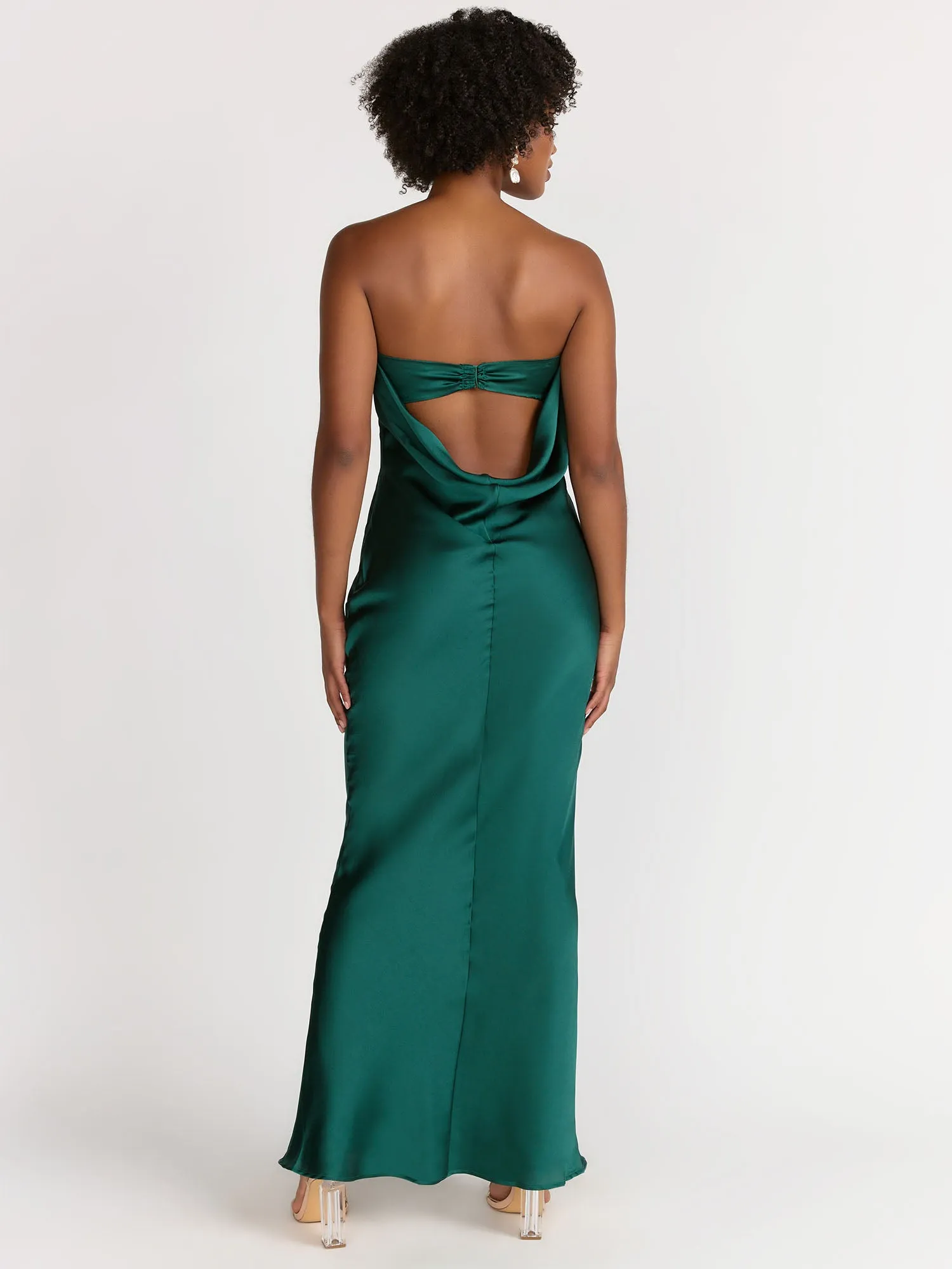 Infinite Strapless Open Back Satin Maxi Dress - Sugarlips