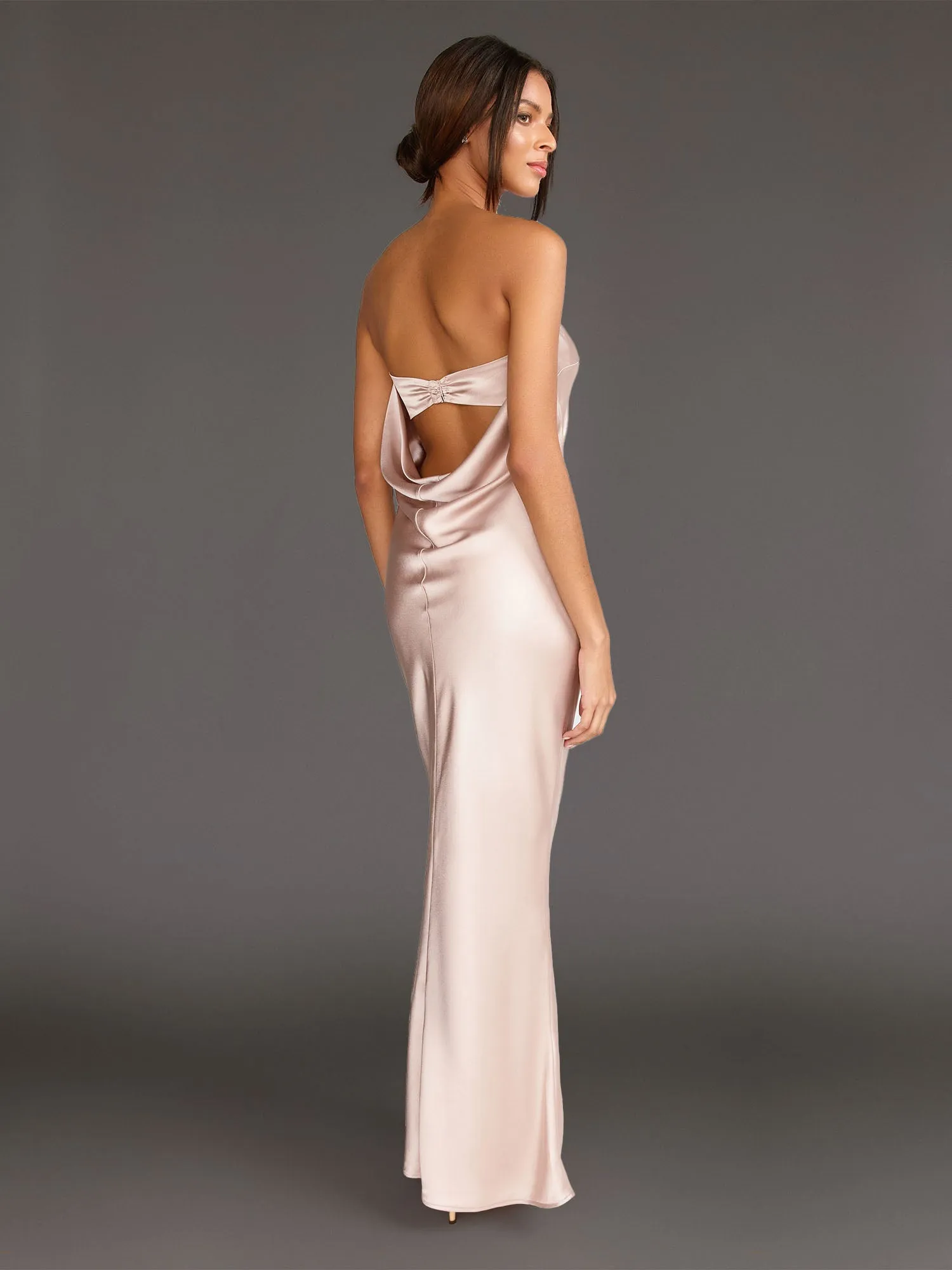 Infinite Strapless Open Back Satin Maxi Dress - Sugarlips