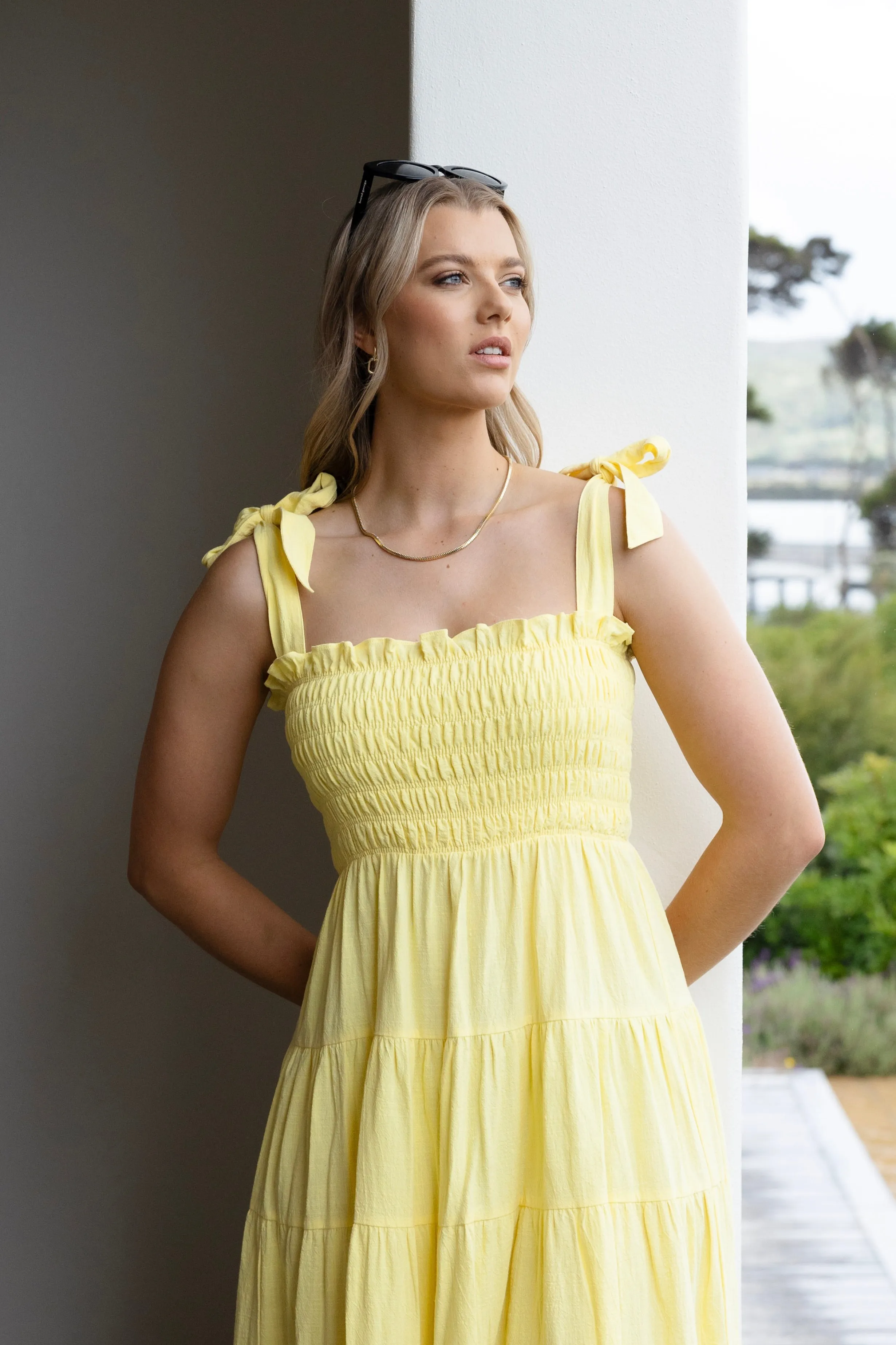 Isabella Buttercup Strappy Tiered Maxi Dress