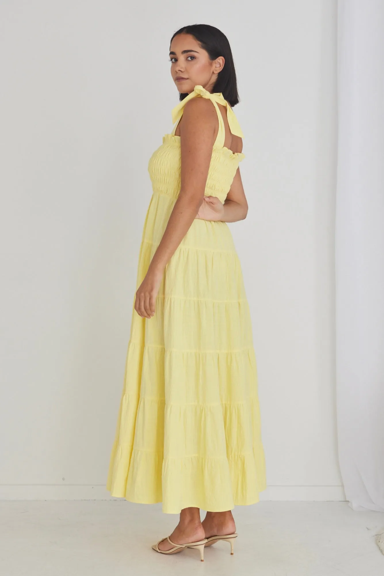 Isabella Buttercup Strappy Tiered Maxi Dress