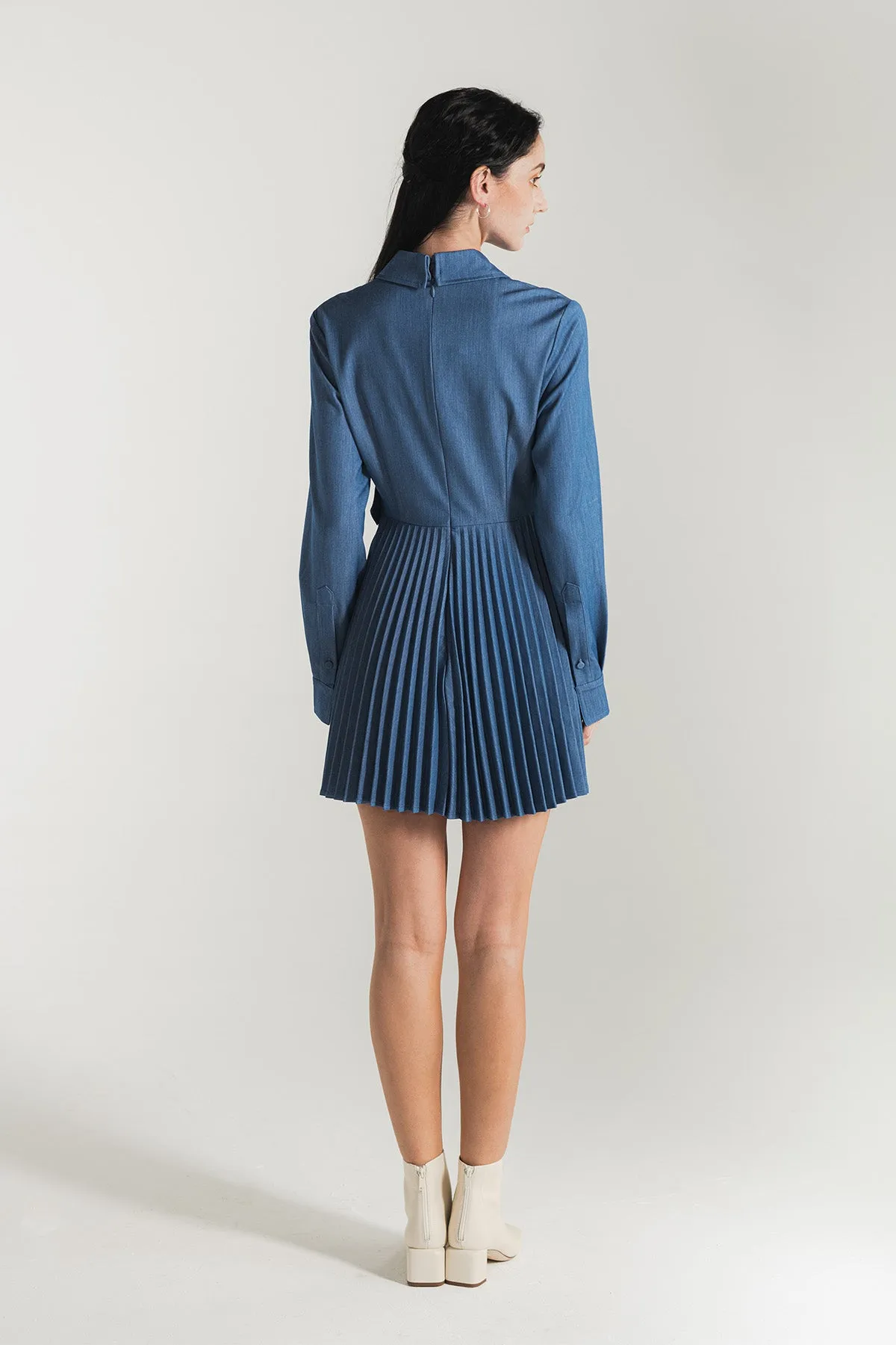 Ivette Belted Pleated Shirt Dress