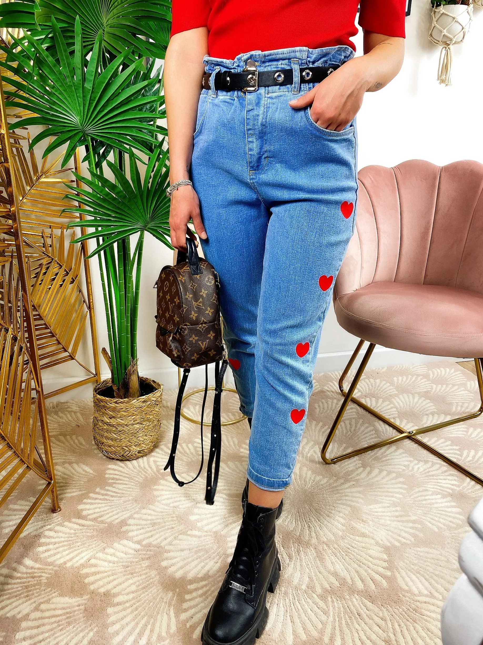 Jeans con cuori Rossi