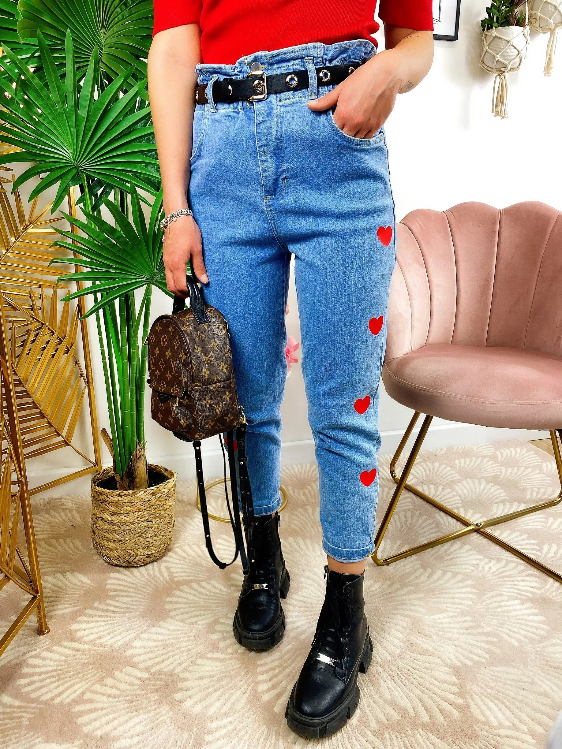 Jeans con cuori Rossi