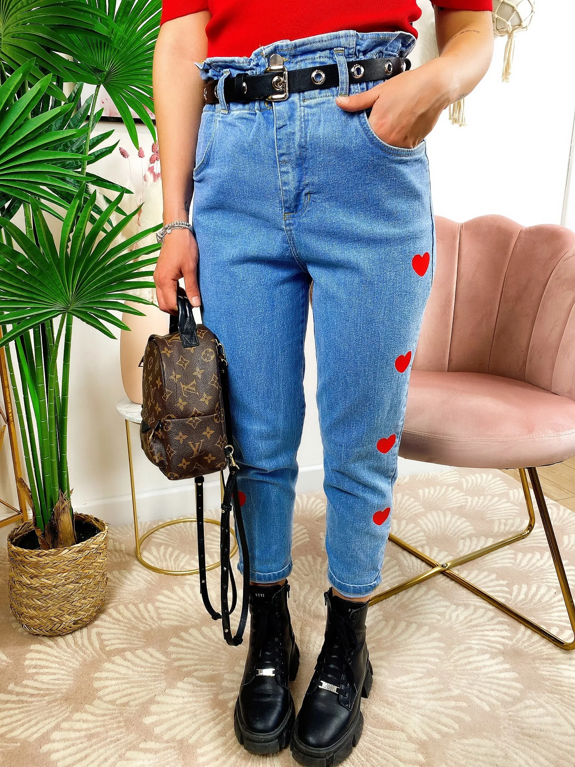 Jeans con cuori Rossi