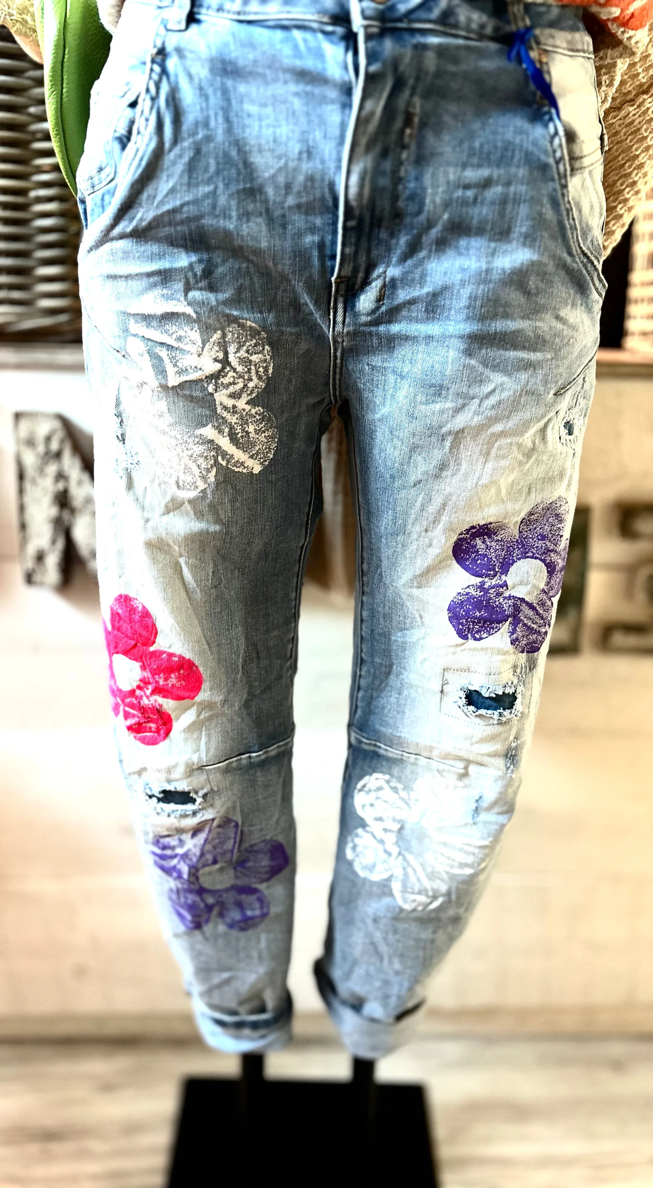 Jeans  mit Blümchen Druck