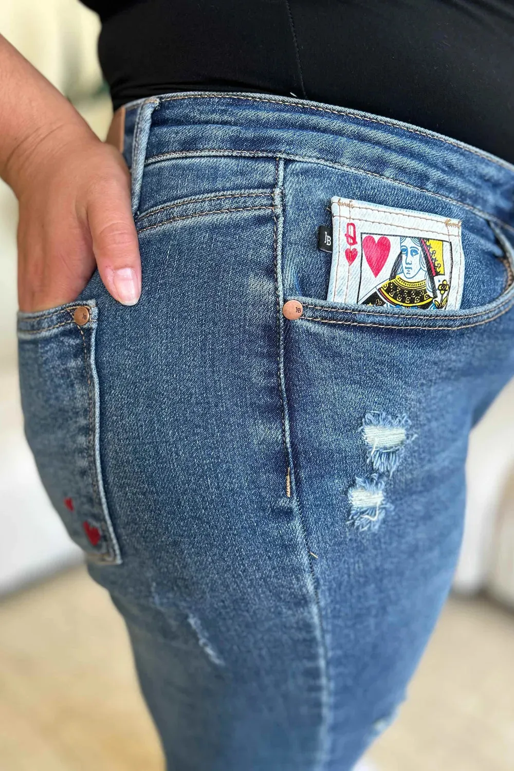 Judy Blue Queen Of Hearts Coin Pocket BF Jeans