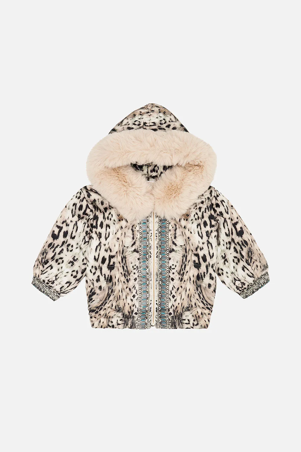 KIDS REVERSIBLE PUFFER WITH REMOVABLE FUR TRIM  4-10 SNOW WHISPERS