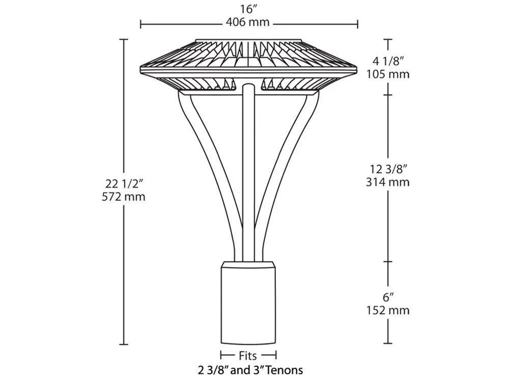 LED Post Top Light, 78 Watts, 9500 Lumens, 5000K, 120-277V