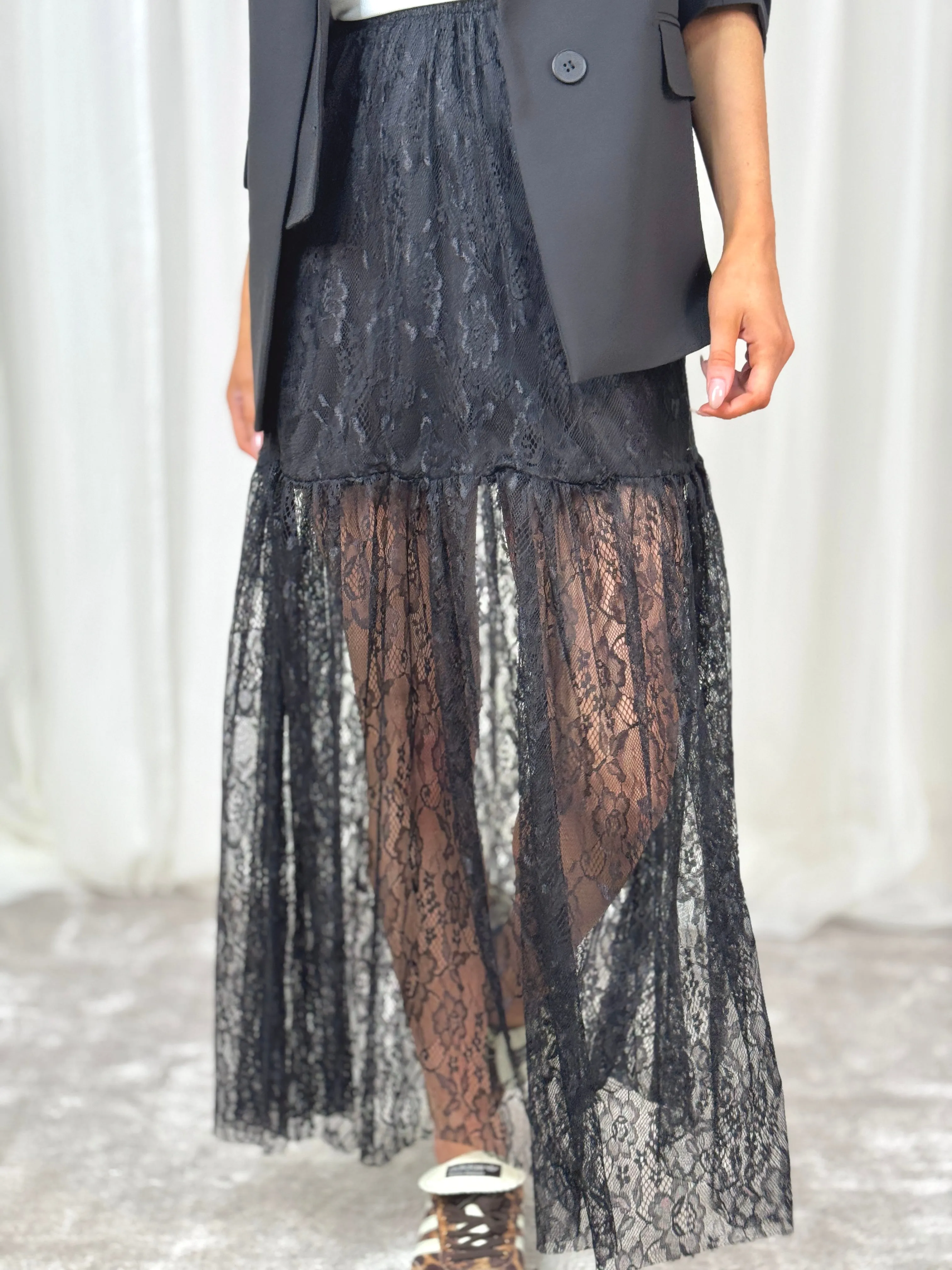 Leona Lace Maxi Skirt In Black