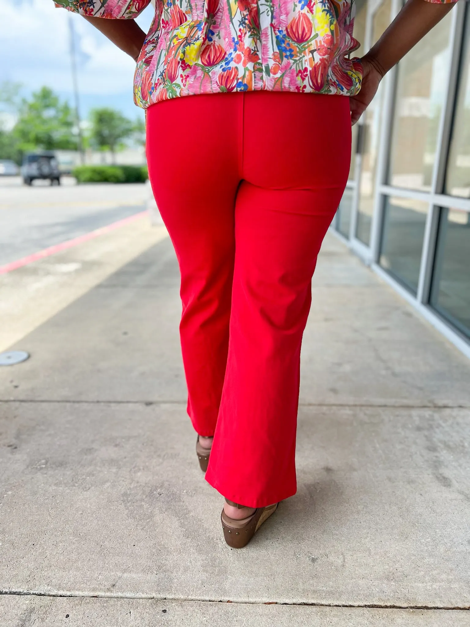 Let's Talk Red High Waisted Wide Leg Pants