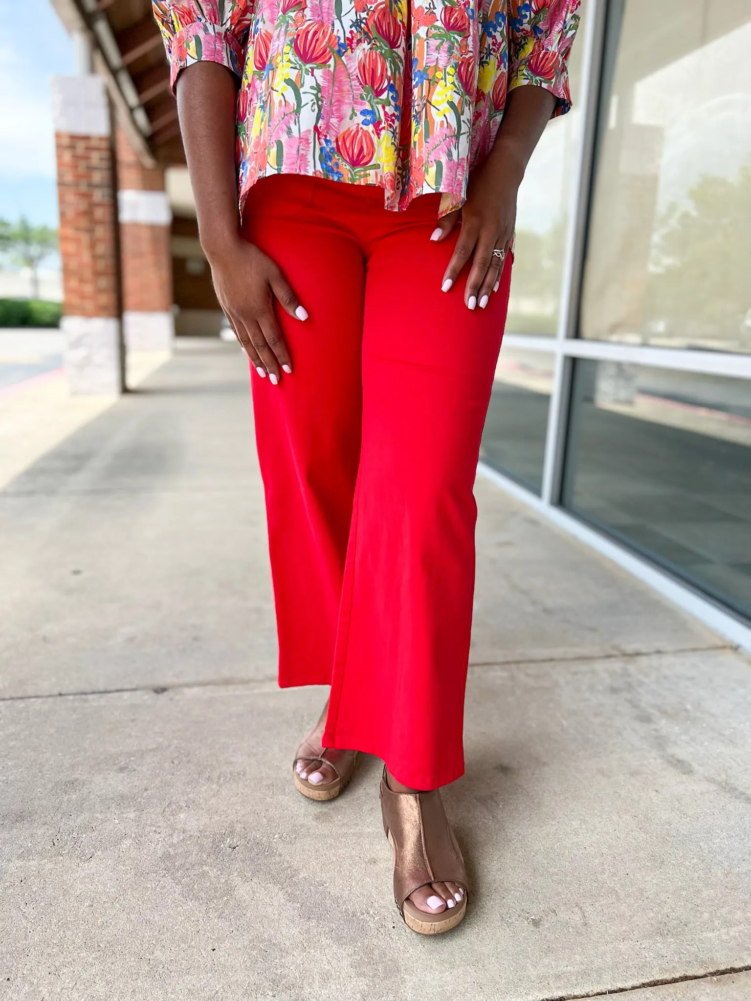 Let's Talk Red High Waisted Wide Leg Pants