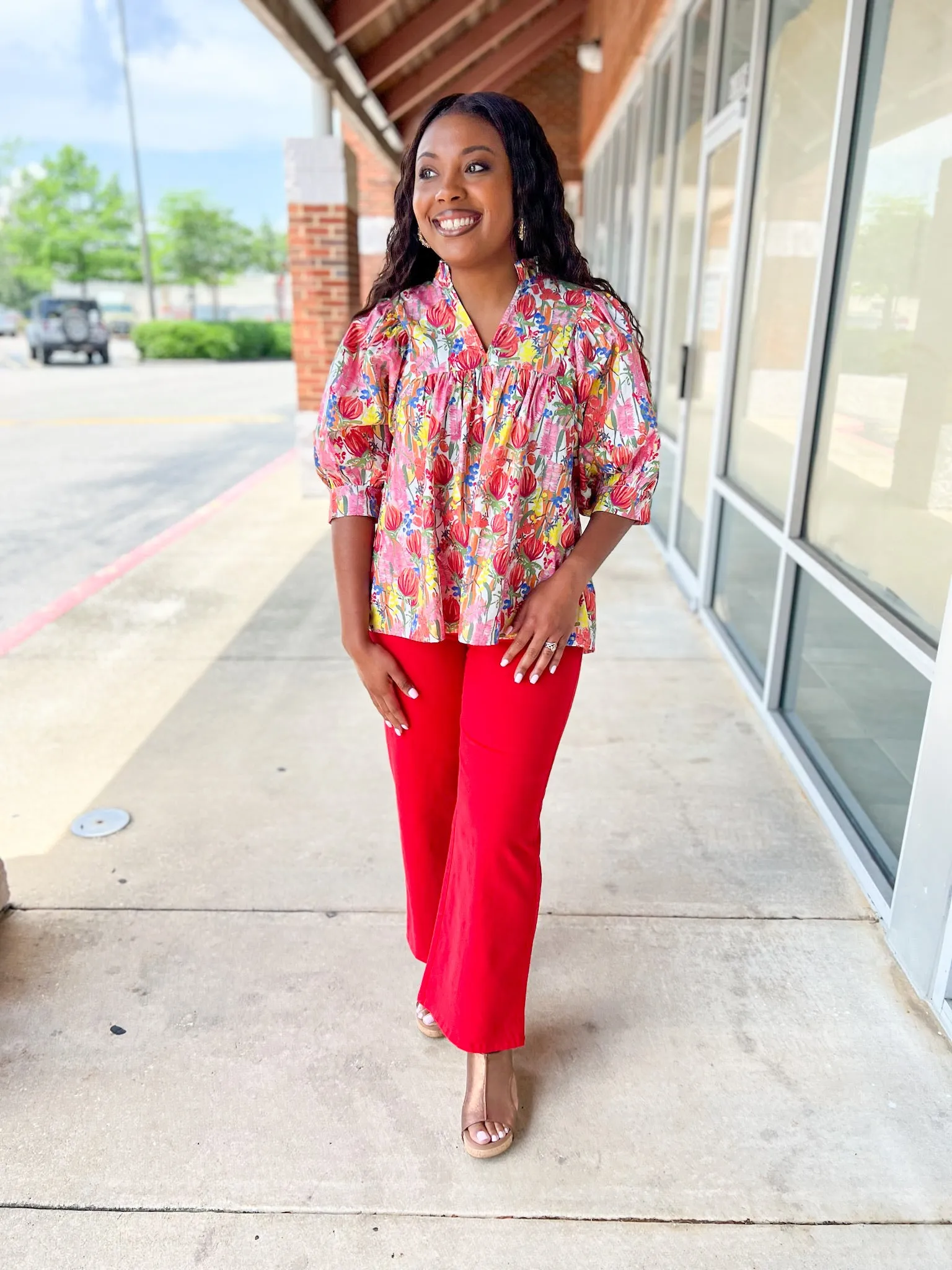 Let's Talk Red High Waisted Wide Leg Pants