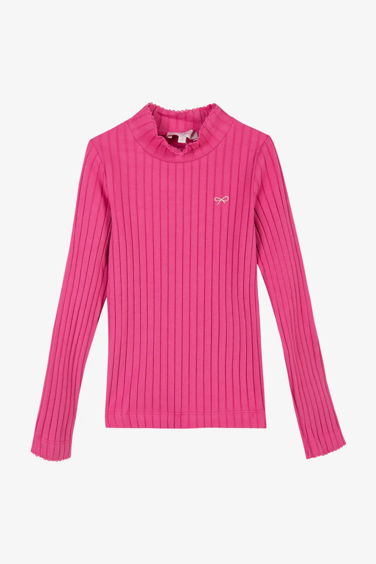 Lili Gaufrette Mock Neck Girls Shirt - Fuchsia