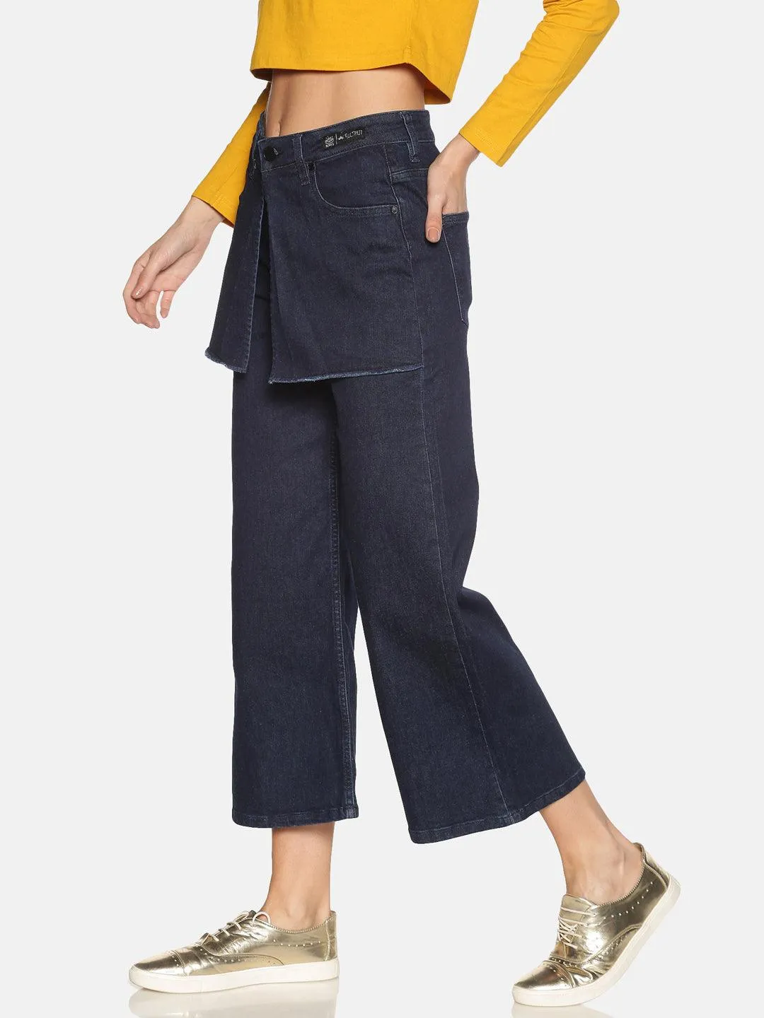 Loose A-Lined Culottes With Skirt Layer Attachnent From Waist Women