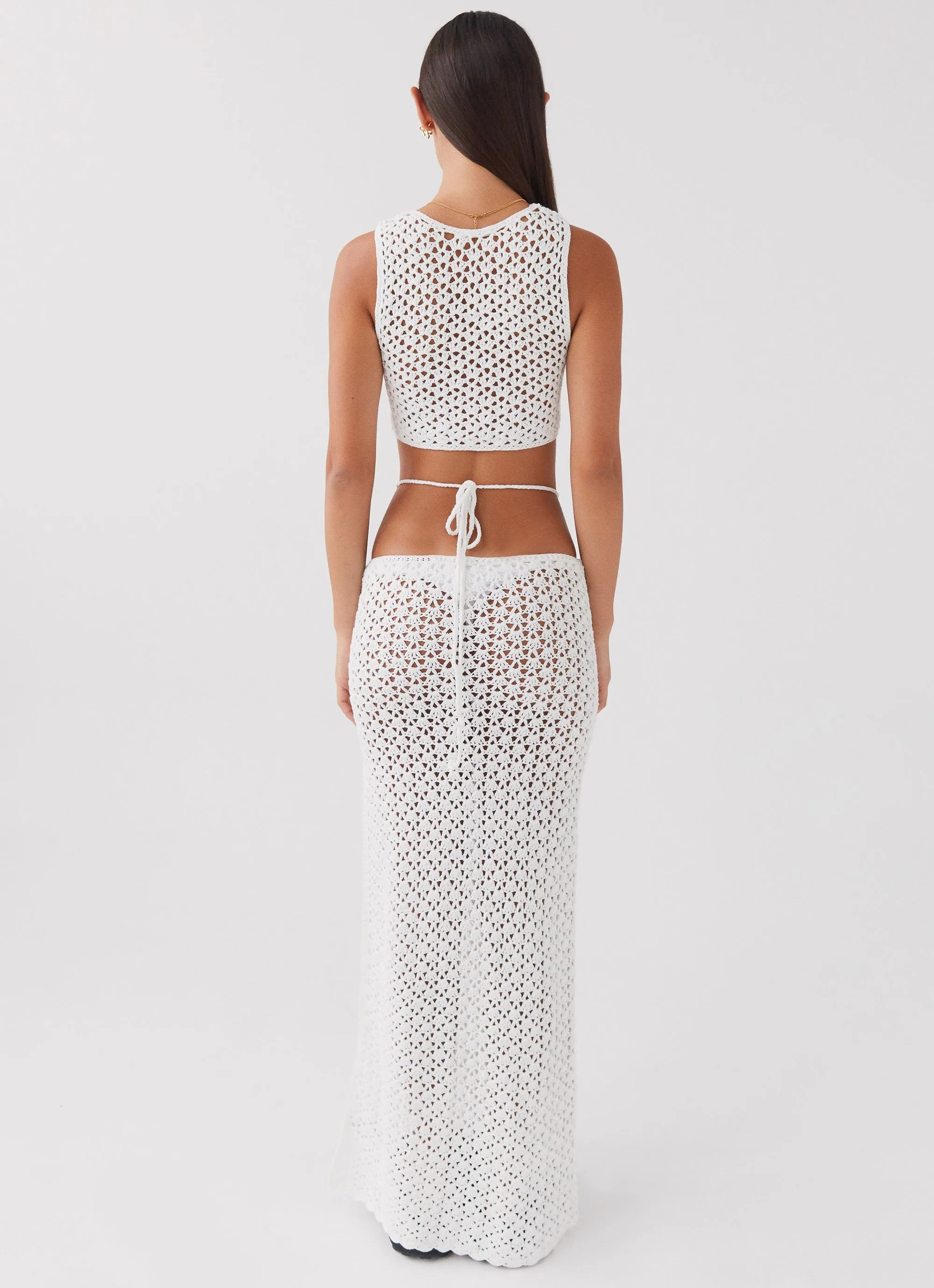 Mabel Bay Crochet Maxi Skirt - White