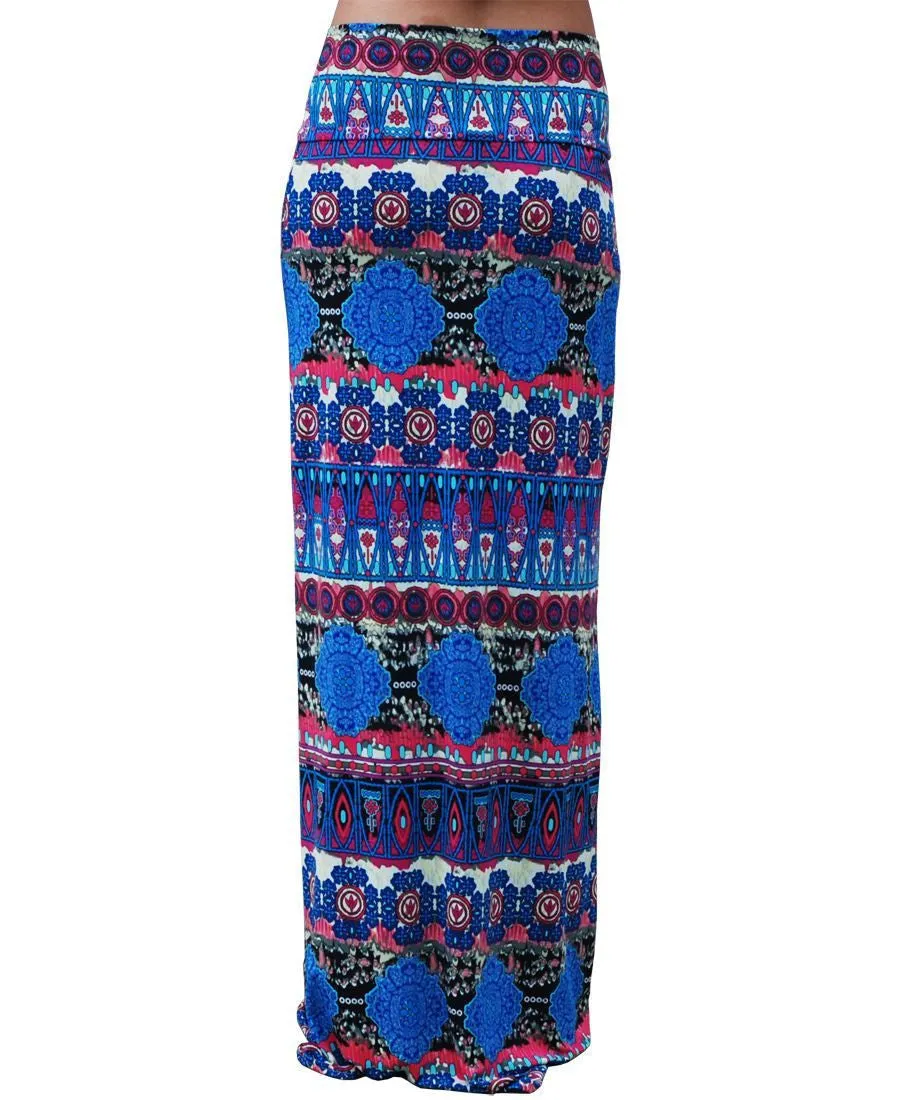 Maxi Skirt Blue Pink Asian Tribal Native