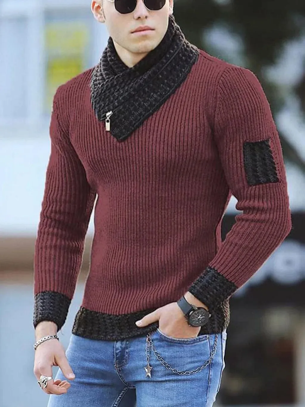 Men Winter Fashion Vintage Style Sweater Slim Fit Warm Pullover