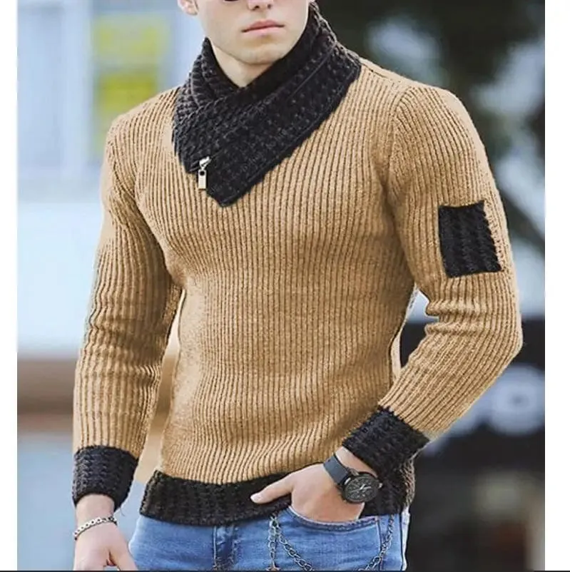 Men Winter Fashion Vintage Style Sweater Slim Fit Warm Pullover