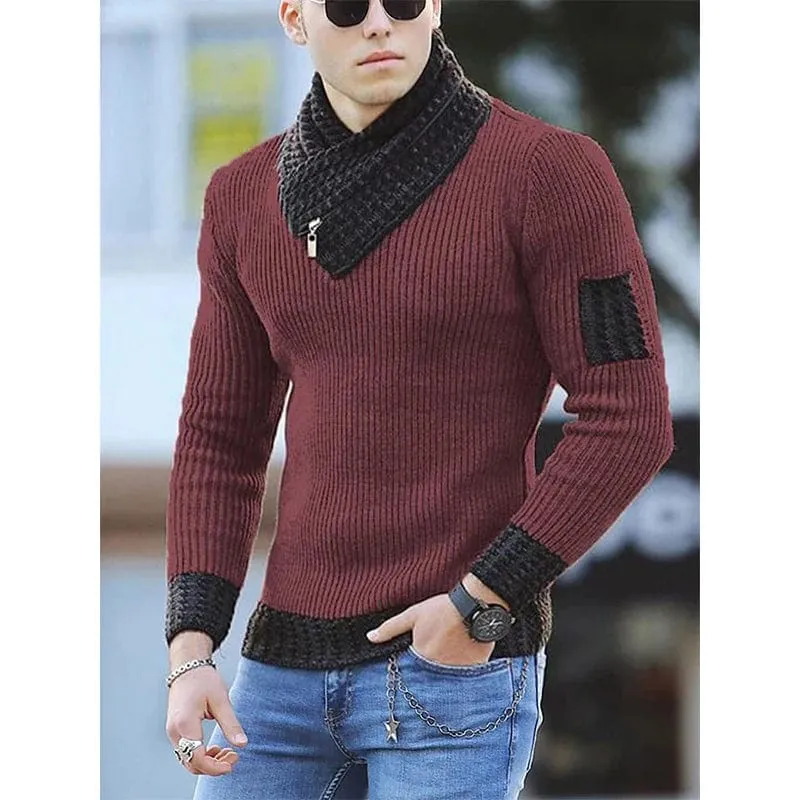 Men Winter Fashion Vintage Style Sweater Slim Fit Warm Pullover