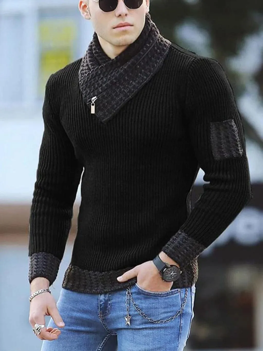 Men Winter Fashion Vintage Style Sweater Slim Fit Warm Pullover