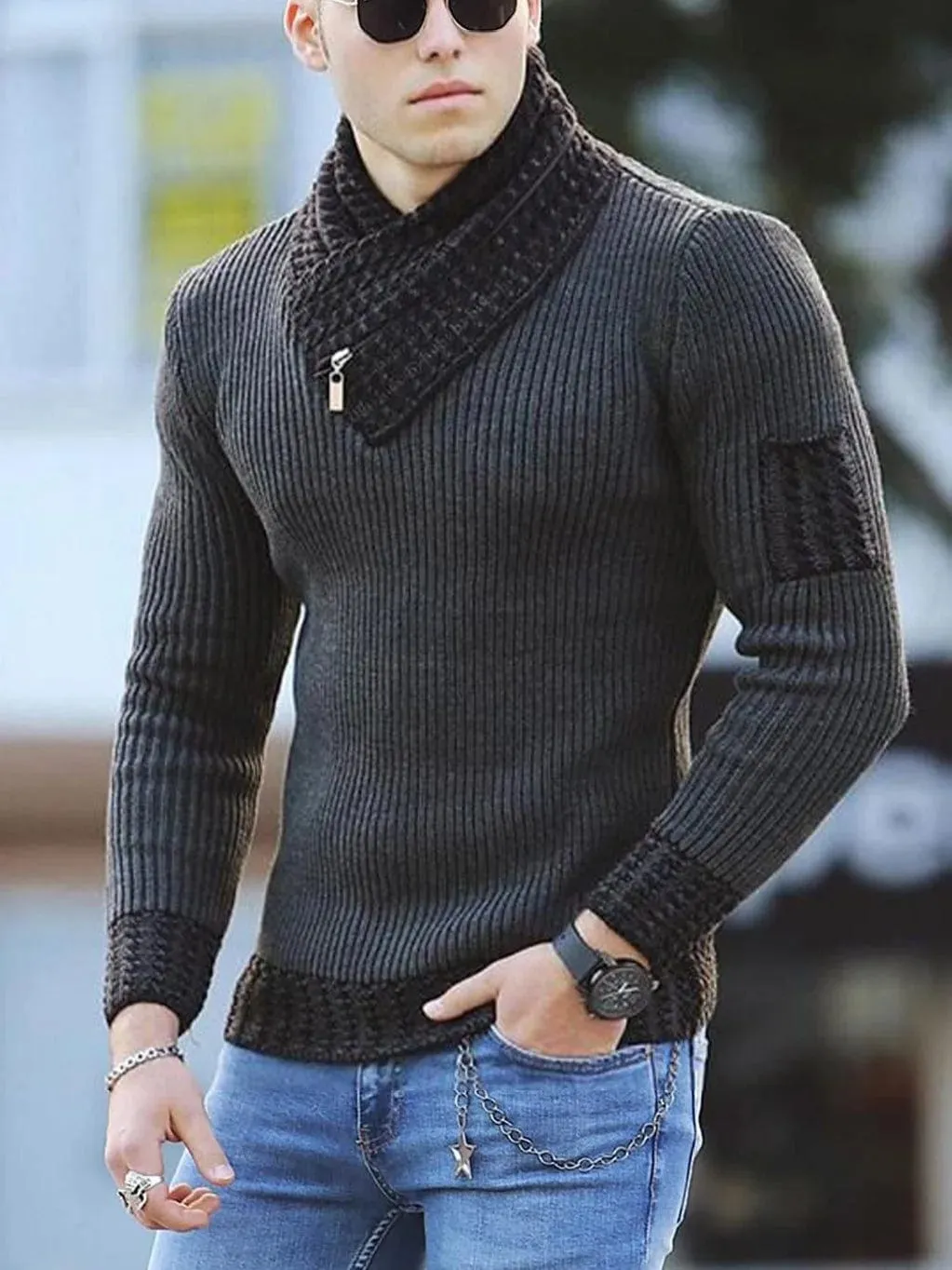 Men Winter Fashion Vintage Style Sweater Slim Fit Warm Pullover