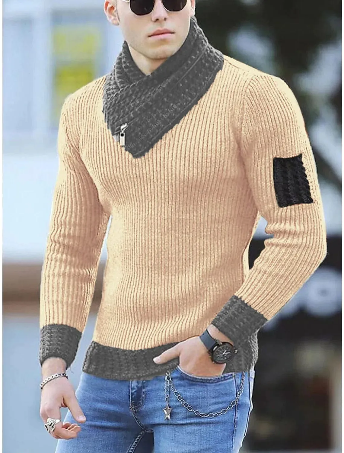 Men Winter Fashion Vintage Style Sweater Slim Fit Warm Pullover