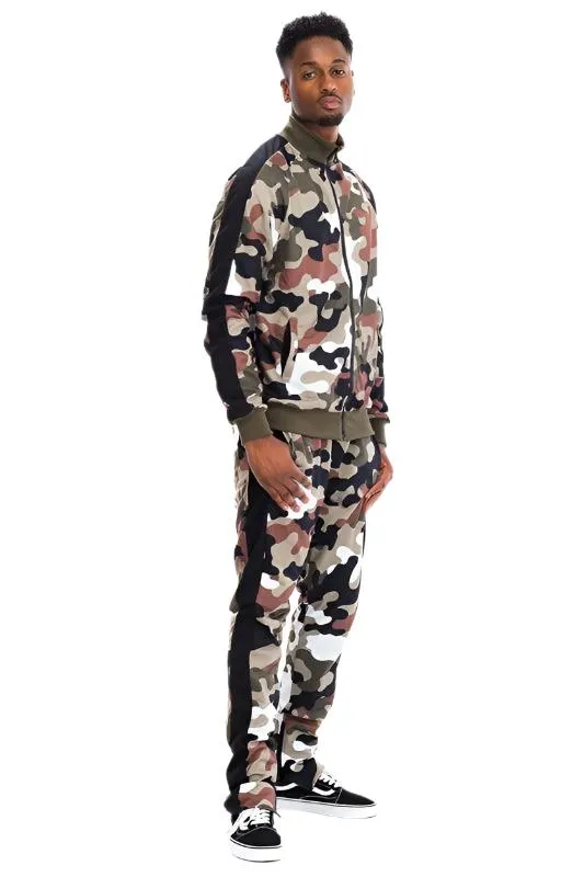 Mens Full Camo Stripe Jacket And Pant Set