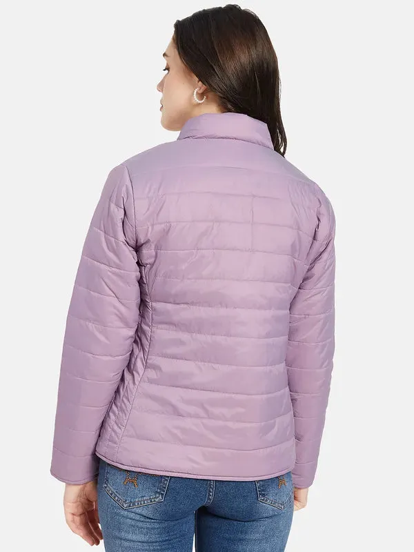 Mettle Women Purple Crop Puffer Jacket