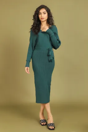 MIDI KNIT DRESS-GREEN