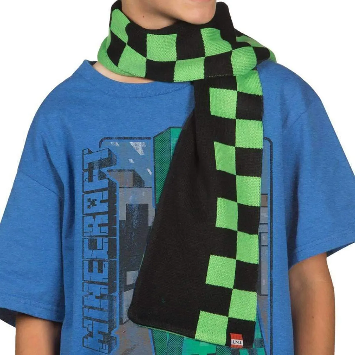 Minecraft Creeper 40 Inch Green & Black Checkered Scarf