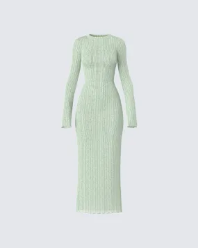 Nea Green Sweater Knit Midi Dress