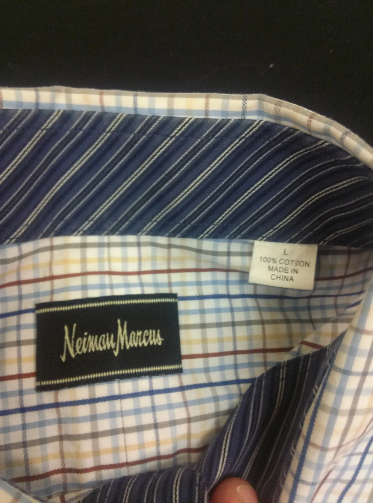 Neiman Marcus Tattersall Check Dress/ Fashion Shirt- size L