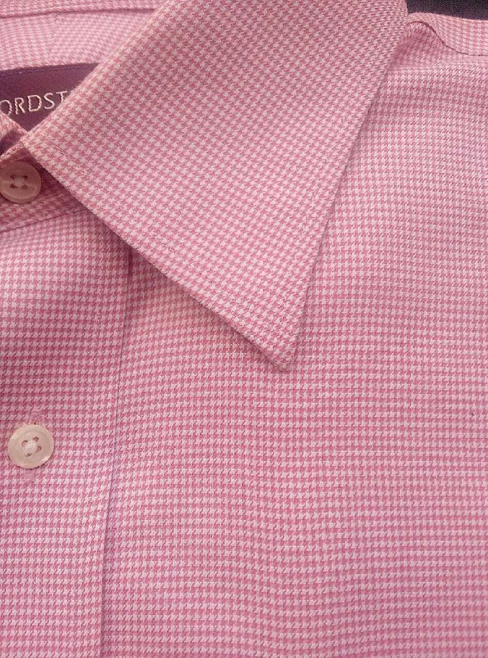 New- Nordstrom Raspberry Red Houndstooth Cotton Dress/Fashion Shirt- size 16x35