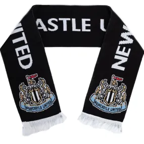 Newcastle United FC Crest Scarf - Reversible Black Knit with Club Crest