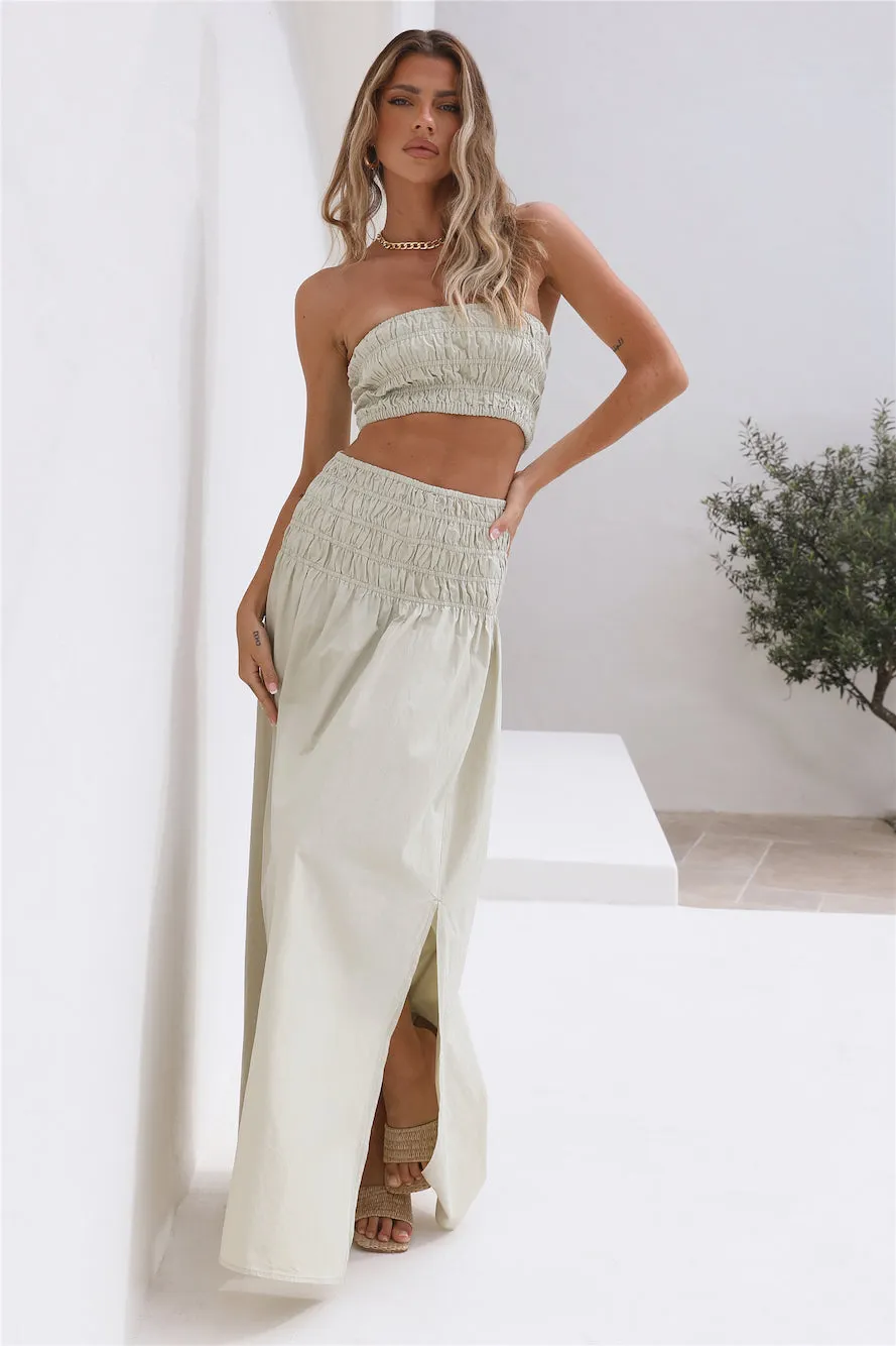 NUDE LUCY Oasis Poplin Maxi Skirt Eucalyptus