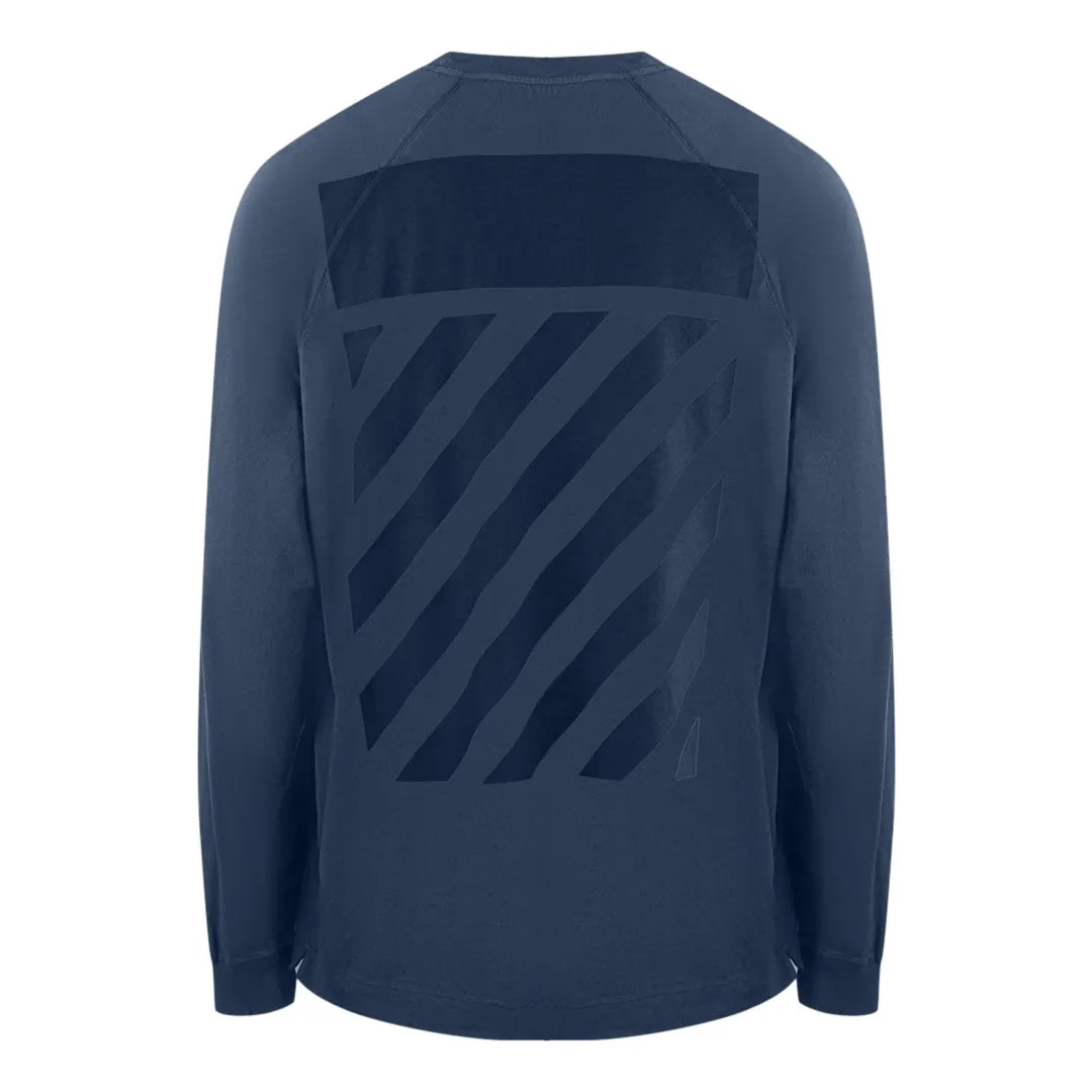 Off White Diag Line Back Logo Navy Blue Sweatshirt