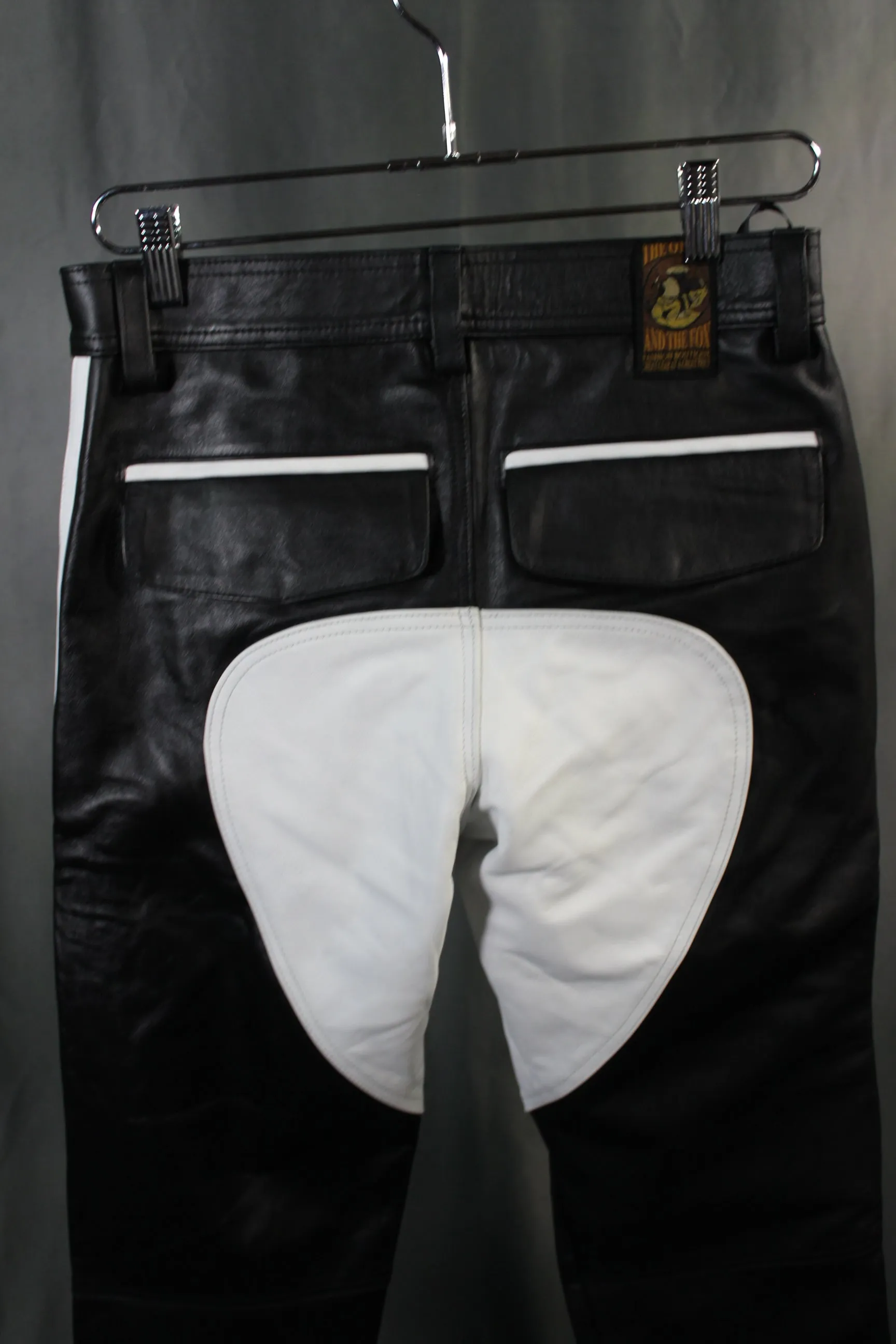 OnF Leather Formal Pants in Black with White Highlights