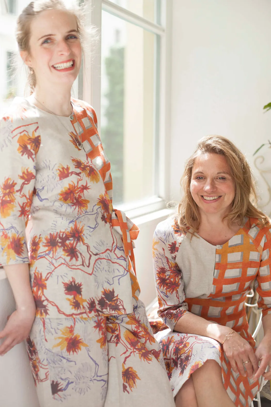 Orange Wrap Blouse Linen