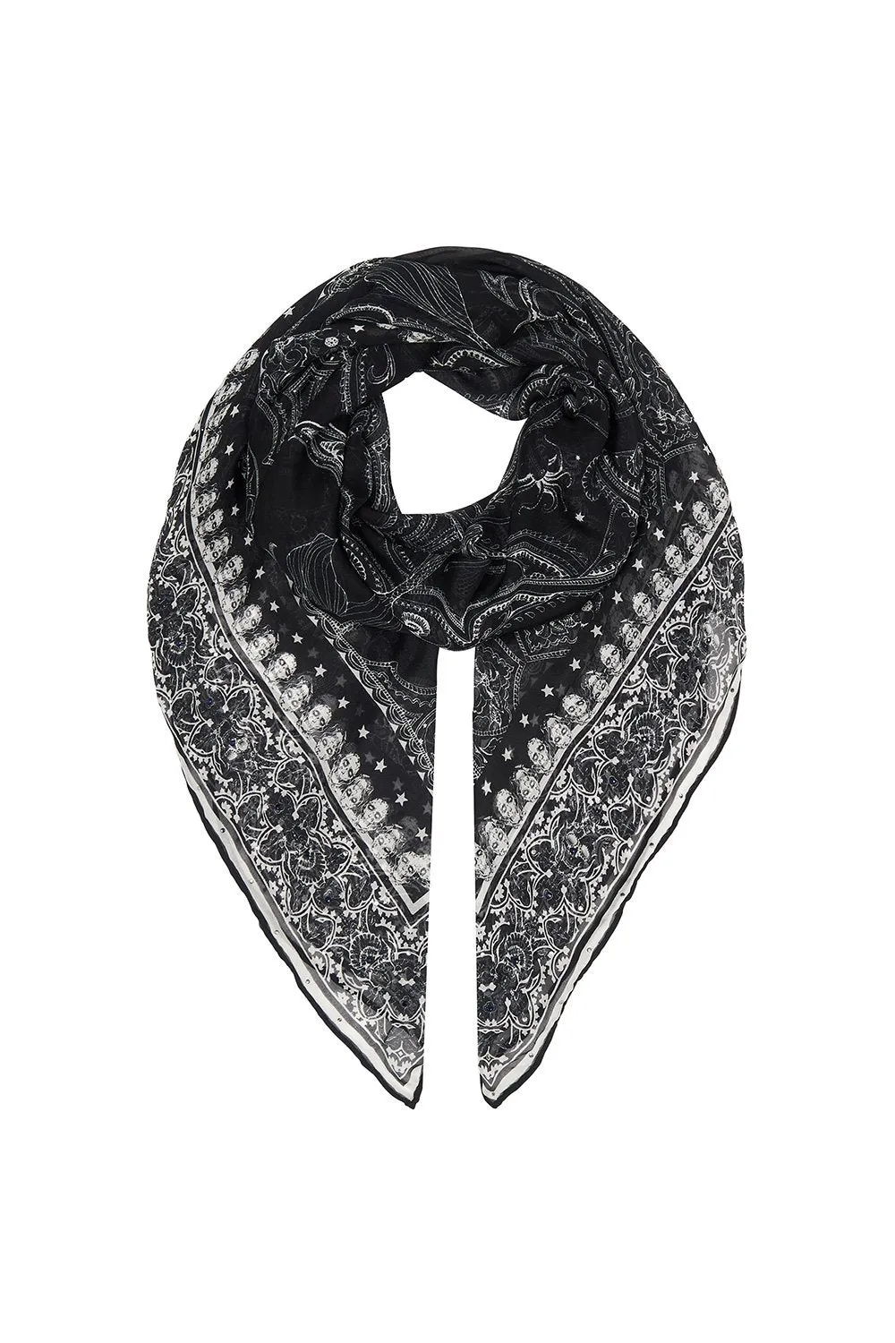 OVERSIZED SILK SCARF MIDNIGHT PEARL