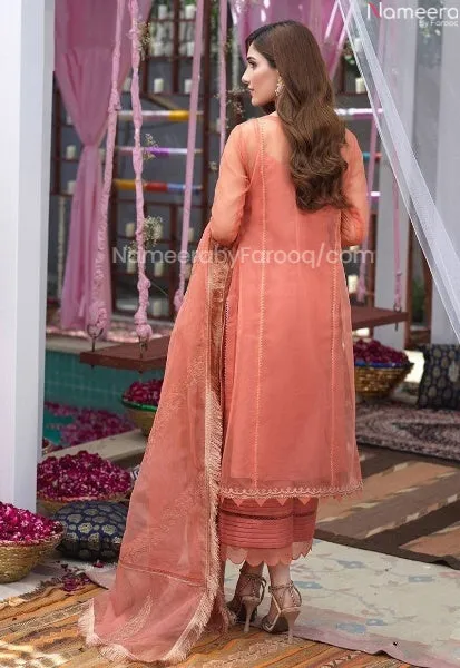 Peach Kameez Shalwar Ladies Eid Designer Dress #PN460