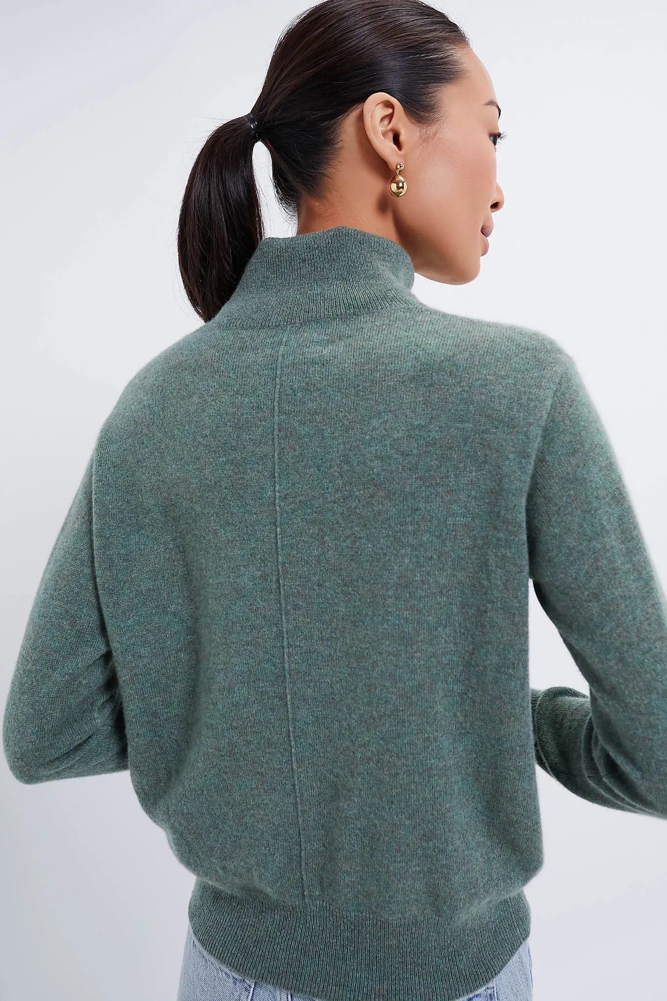 Pine Green Cashmere Turtleneck Sweater