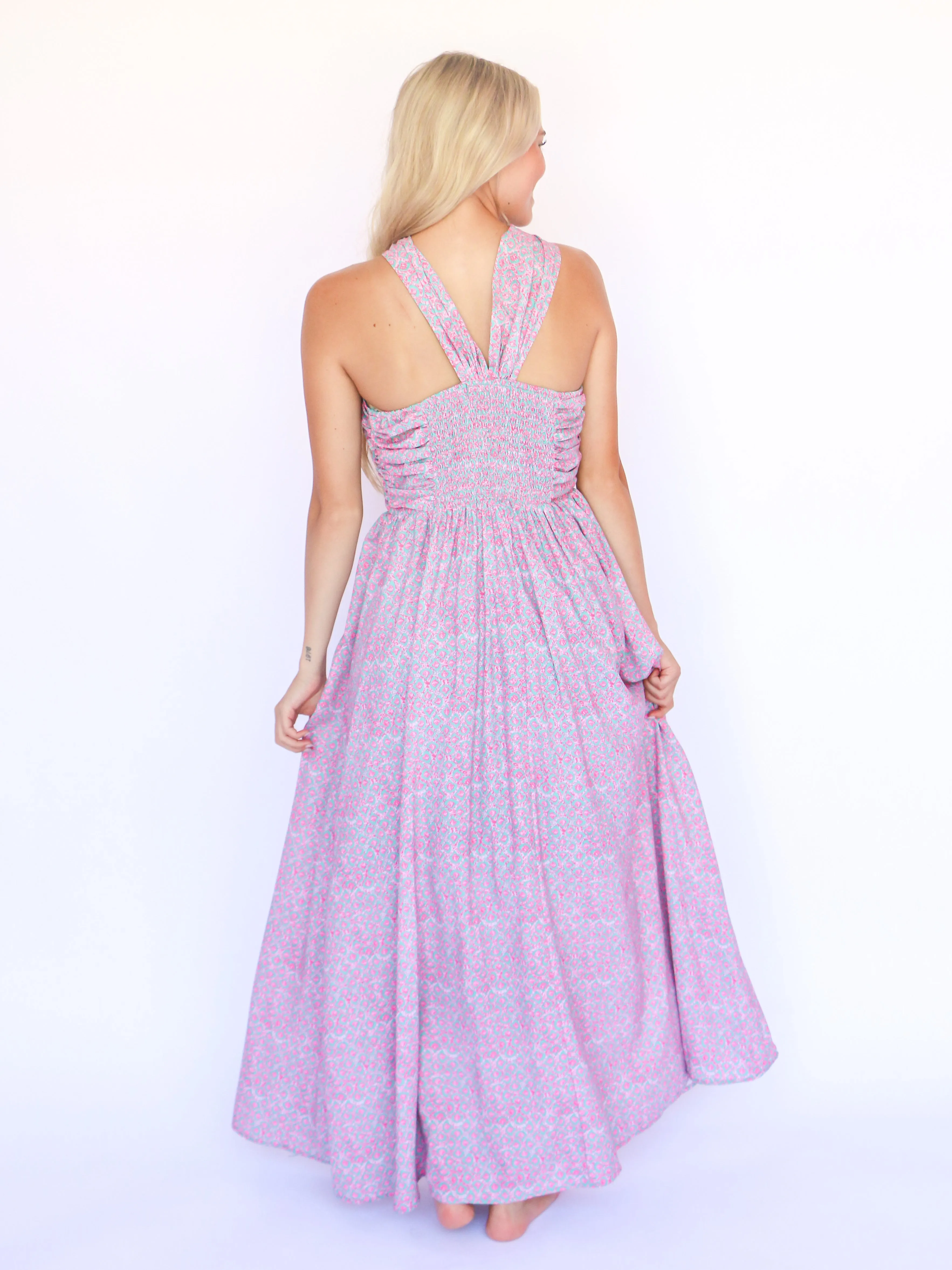 Pink Printed Maxi Dress