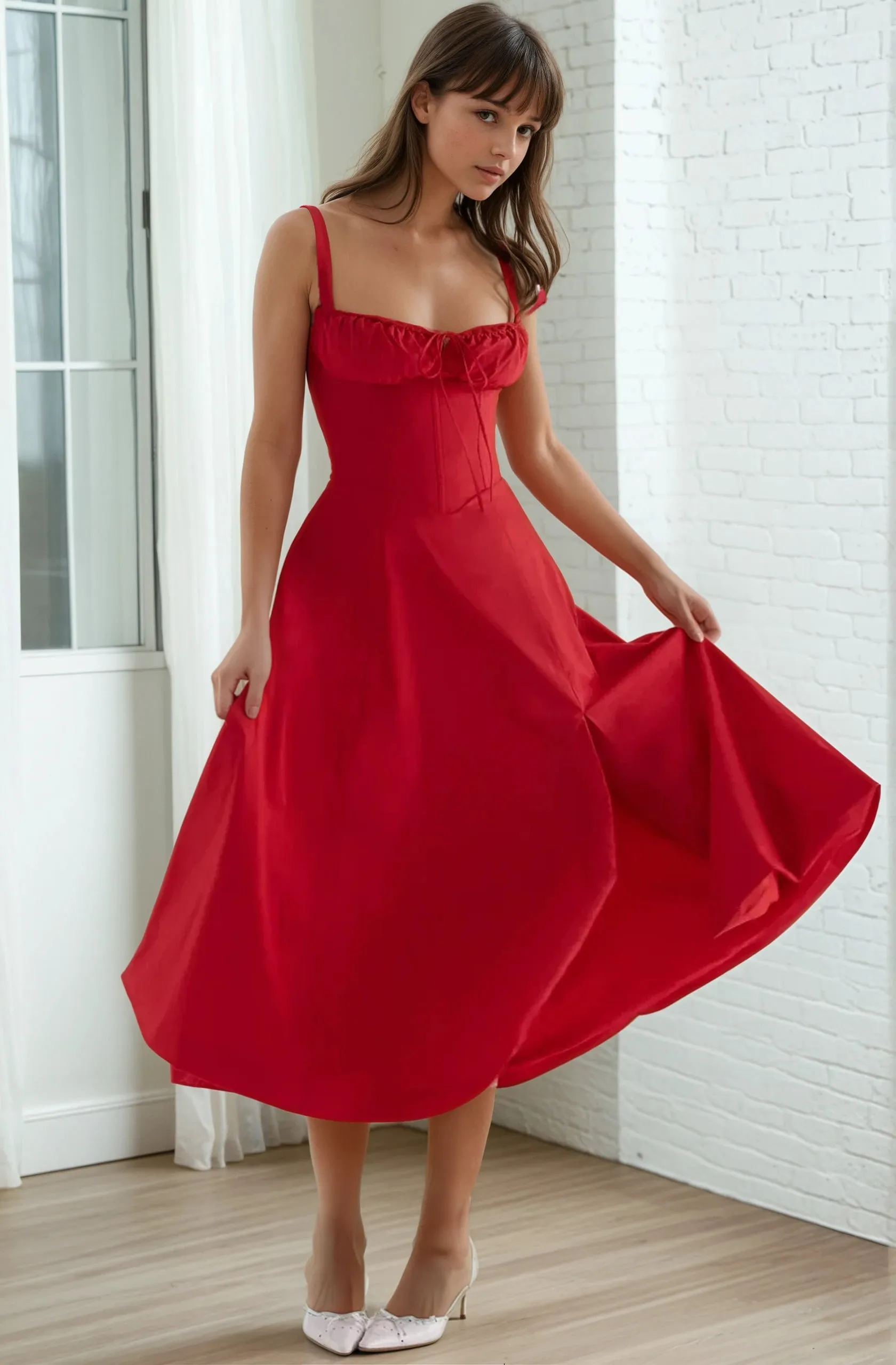 Red  maxi Bustier A-line Dress