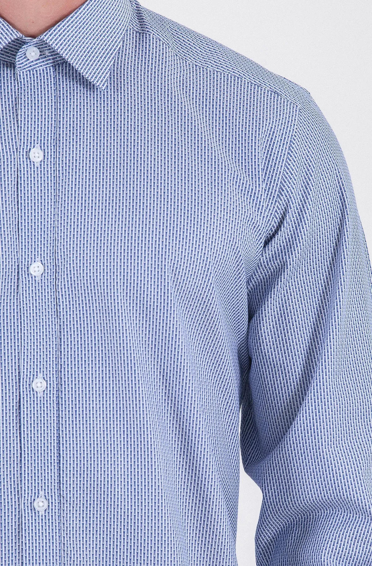 Regular Fit Long Sleeve Cotton Navy Dress Shirt